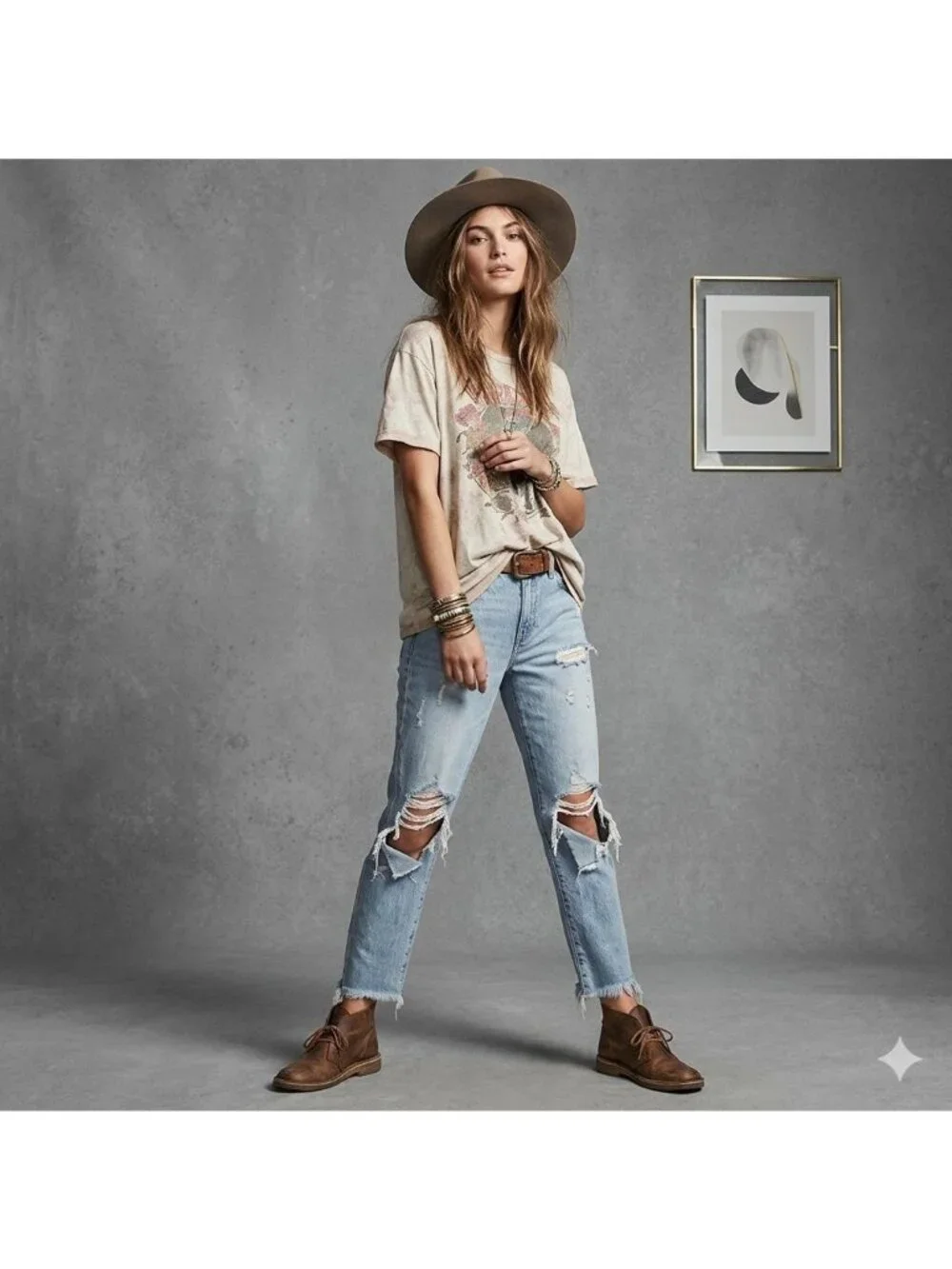 Gap Denim Best Girlfriend Distressed Jeans Size 26 Light Blue - Picture 1 of 13